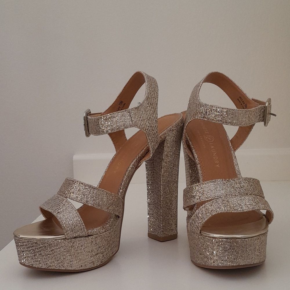 Chinese Laundry Glittery Silver Platform Heels